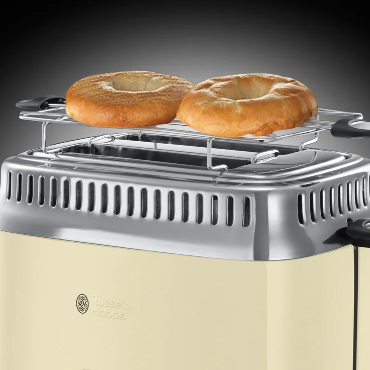 Russell Hobbs Toaster Retro creme, Retro Countdown-Anzeige, inkl. Brötchenaufsatz, 6 einstellbare Bräunungsstufen + Auftau- & Aufwärmfunktion, Schnell-Toast-Technologie, 1300W, Vintage 21682-56 – Bild 3