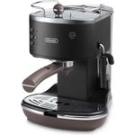 De'Longhi Icona Vintage Espresso Siebträgermaschine KBOV2001.BK - mit professioneller Milchaufschäumdüse, 15 bar, 1,4 l, auch für Pads geeignet, Edelstahl in Retro Look mit Chrom-Details, schwarz