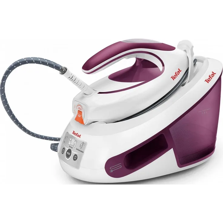 Tefal SV8054 Express Anti-Calc Dampfbügelstation, 2800 Watt, weiß-lila, 1,8 l, Verriegelungs-System, Durilium AirGlide, Abschalt-Automatik, weiß, lila