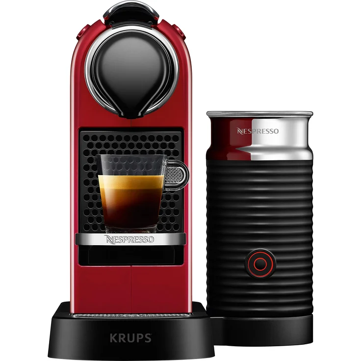 Krups XN7615 Nespresso Citiz&Milk Kaffeekapselmaschine (1260 Watt, Wassertankkapazität: 1l, Pumpendruck: 19 Bar) rot mit Milchaufschäumer – Bild 1