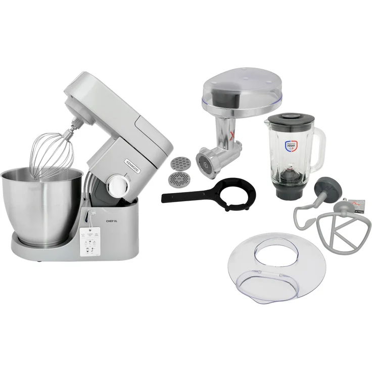Kenwood KVL4170.S Chef XL Küchenmaschine, 1200W, Interlock-Sicherheitssystem, 6,7L, inkl. Standmixer-Aufsatz 1,6 Liter, Fleischwolf, silber, Serie: Chef Elite XL – Bild 2