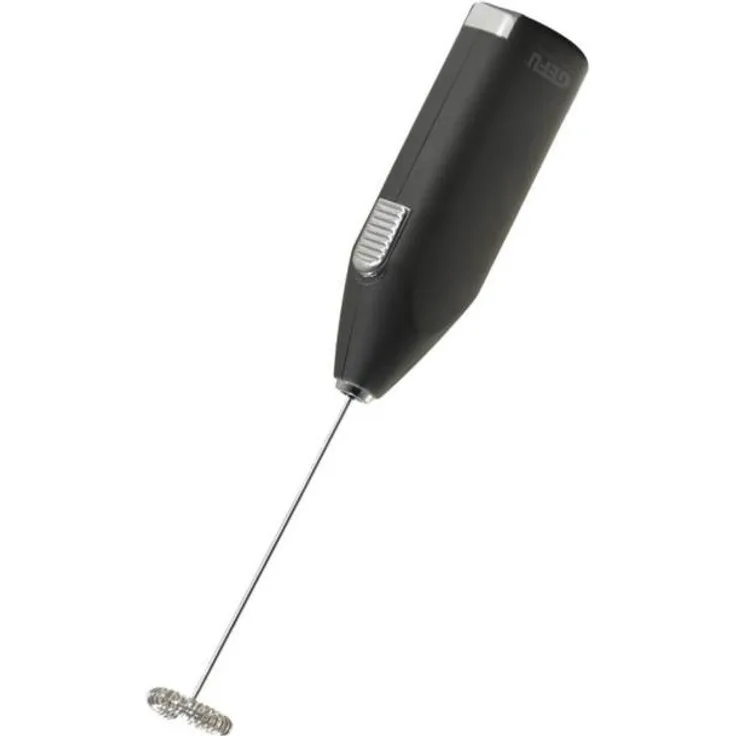 Gefu 12720 Milchaufschäumer Fino, batteriebetrieben, Kunststoff, schwarz, silber