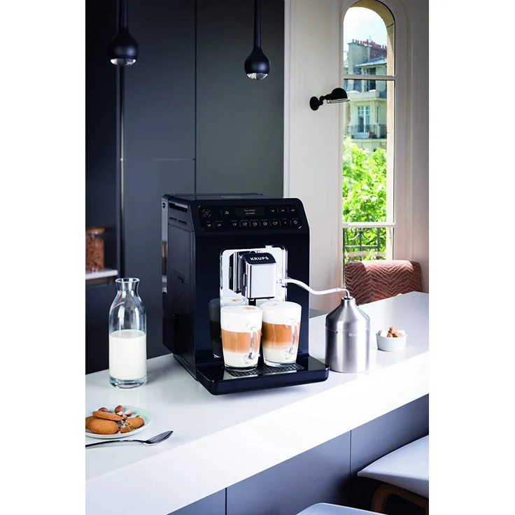 Krups EA8918 Evidence Kaffevollautomat mit integriertem Mahlwerk, OLED-Display Barista Quattro Force Technologie, 12 Kaffee-Variationen, 3 Tee-Variationen, One-Touch-Cappuccino Funktion, 2-Tassen Funktion, schwarz – Bild 3