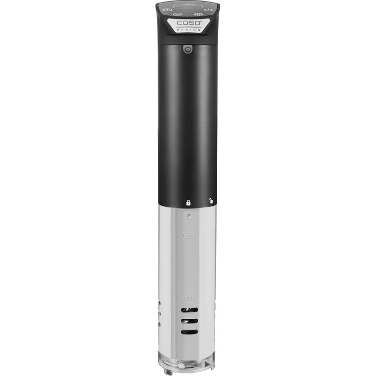 Caso SV 1200 Smart Sous Vide Garer, schnelle Erhitzung dank leistungsstarken 1200 Watt, komplett wasserfest, Sous Vide Stick mit der Caso Control App steuerbar, 3D-Zirkulation, silber, schwarz