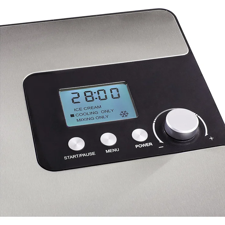 Princess 282604 Deluxe Eismaschine, 180W, 3 Leistungsstufen, Kühlkompressor, 2L, für Eiscreme, Frozen Joghurt, Sorbets und Granita, silber – Bild 5