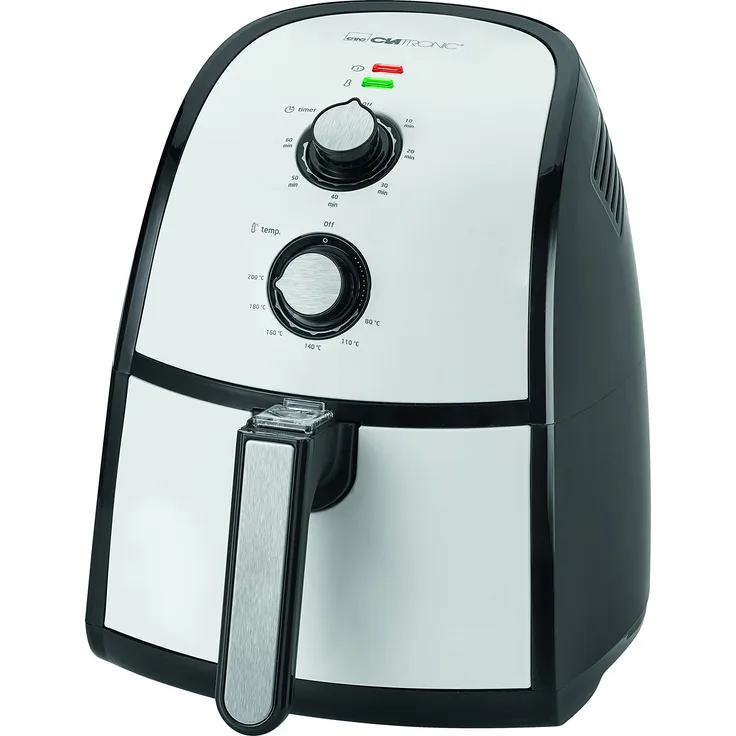 Clatronic FR 3667 H Fritteuse, 2,2 Liter Fassungsvermögen, 1500 Watt, schwarz-weiß