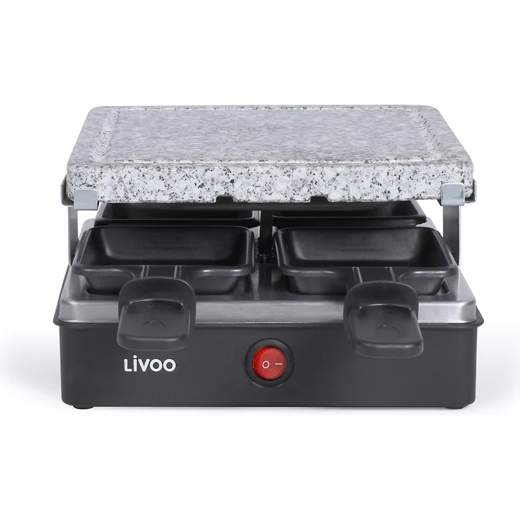 Livoo Raclette-Gerät für 4 Personen, Schwarz-Stein