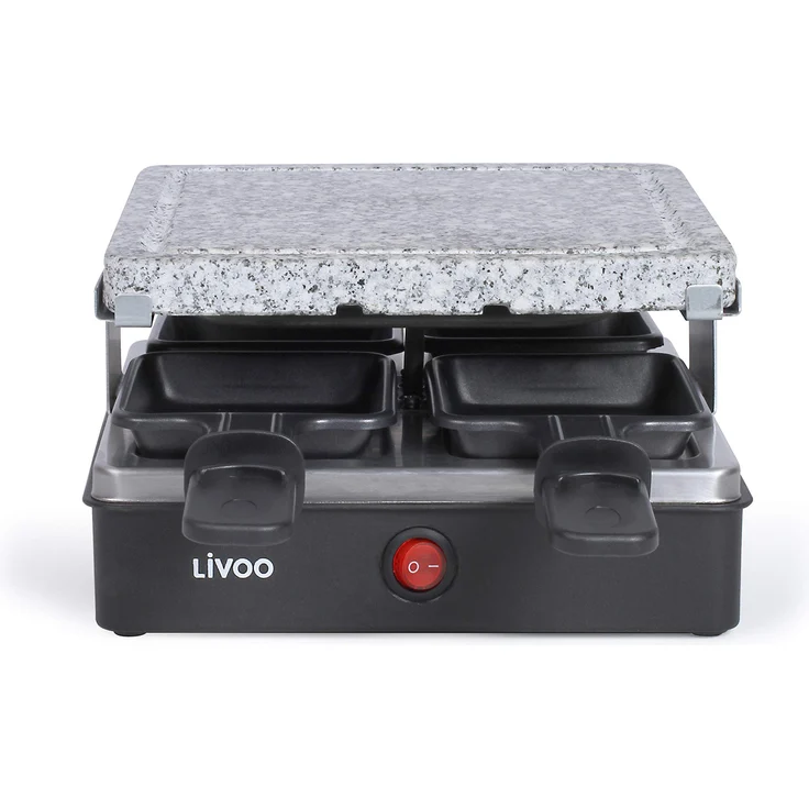 Livoo Raclette-Gerät für 4 Personen, Schwarz-Stein