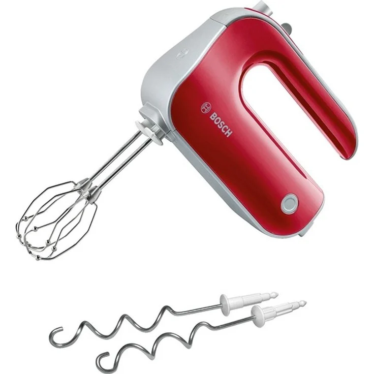 Bosch MFQ40303 Handrührer Styline, 5 Geschwindigkeiten, 500 Watt, 2 Rührbesen, 2 Edelstahl-Knethaken, spülmaschinengeeignet, deep red, rot – Bild 1