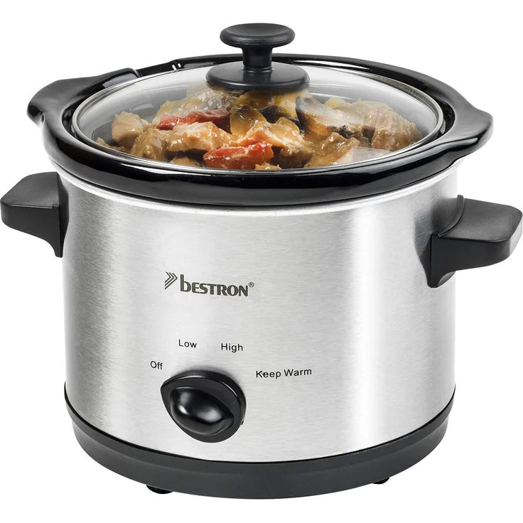 Bestron Dampfgarer, Mit Keramikpfanne und Glasdeckel, 1,5 Liter, 120 Watt, Edelstahl
