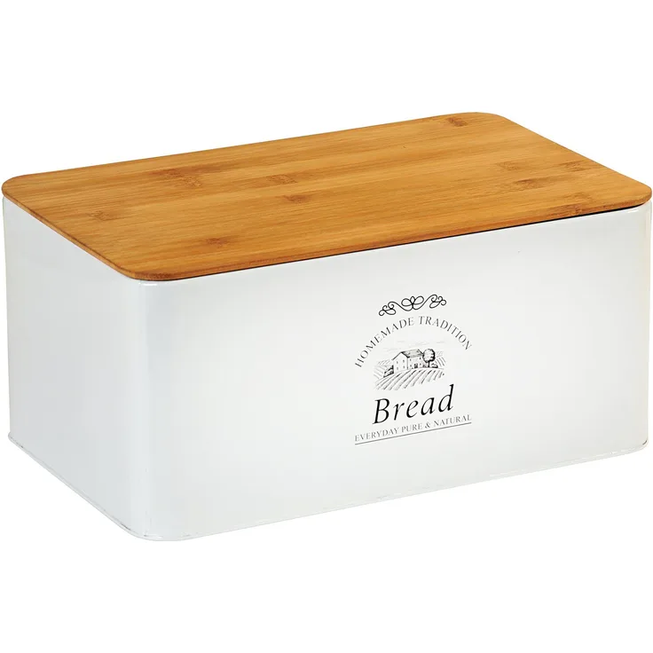 Kesper 18045 Brotkasten ''Landhaus'' aus Metall in Metall, Weiß, 32 x 15 x 21 cm