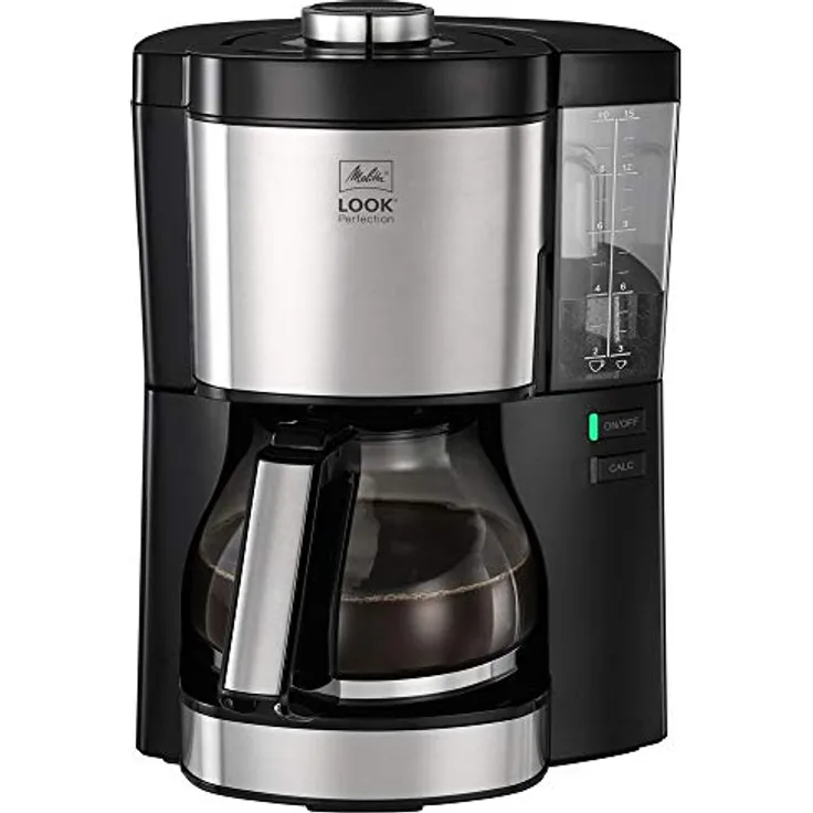 Melitta Look Perfection 1025-06 Filterkaffeemaschine, AromaSelector, 1.25 Liter, schwarz, mit Glaskanne, voller Kaffeegenuss