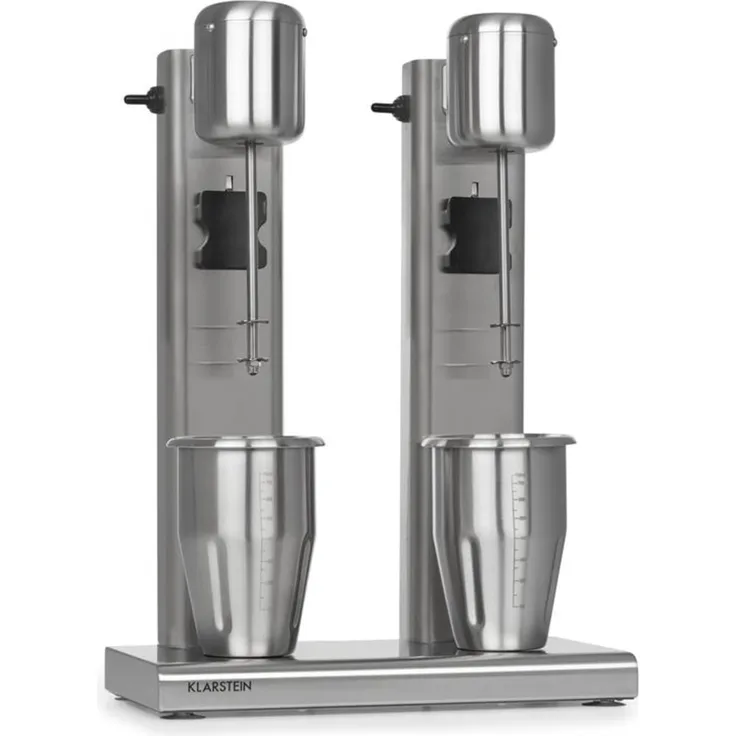 Klarstein Kraftpaket II Standmixer, Doppel-Milchshake-Mixer Proteinshake, 160W, 2 Stufen, Edelstahl, silber