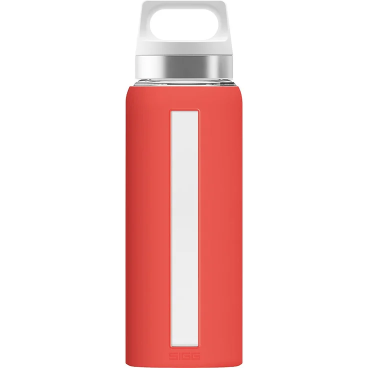 Sigg Dream Scarlet, Silikonhülle, 0.65 L, Hitzebeständig, BPA Frei, Dunkel Rot Glas Trinkflasche, 7.6 x 7.6 x 24.4 cm – Bild 1