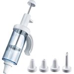 Westmark Garnier- und Krapfenspritze mit 5 verschiedenen Form-Tüllen, Füllvolumen: 180 ml, Einhand-Bedienung, Kunststoff-Rostfreier Edelstahl, Transparent-Weiß, 31162260