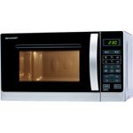 Sharp R642INW 2-in-1 Mikrowelle mit Grill, Standgerät, 20 Liter Garraum, 800 Watt, 8 Automatikprogramme, Timer, Kindersicherung, Energiesparmodus, Glasdrehteller 25,5 cm, silber