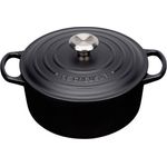 Le Creuset Signature Gusseisen-Bräter mit Deckel, Durchmesser 24 cm, Rund, Für alle Herdarten und Induktion geeignet, Volumen: 4,2 l, Schwarz
