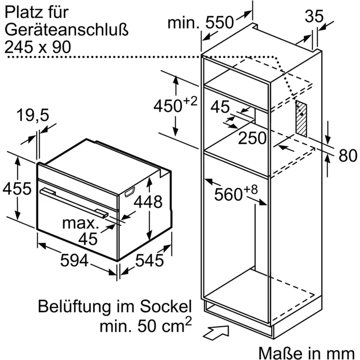 Bosch CFA634GS1 Serie 8 Mikrowelle, Einbaugerät, 900 Watt, 36 Liter Garraum, Klapptür, 7 voreingestellte Automatikprogramme, automatische Leistungsstufe nach Gewicht, Edelstahl – Bild 3