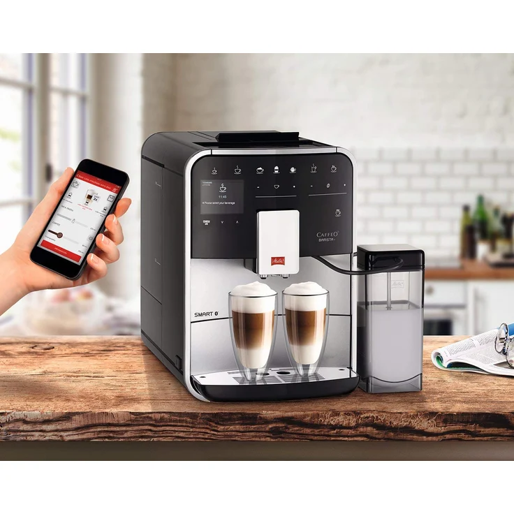 Melitta Caffeo Barista T Smart F830-101, Kaffeevollautomat mit Milchsystem und integriertem Mahlwerk, Smartphone-Steuerung mit Connect App, One Touch Funktion, Silber-Schwarz – Bild 6