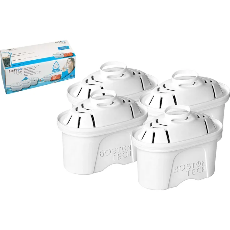 Boston Tech 4 Hydro Pure + Kartuschen, Wasserfilter, die mit Brita Maxtra und Maxtra + Krügen kompatibel sind, Langzeitwirkung (8 Monate, 4 x 60 Tage pro Filter) reduzieren Kalk und Chlor.
