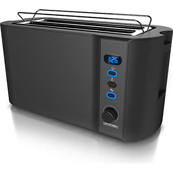 Arendo 4-Schlitz-Toaster, Langschlitz, Defrost Funktion, wärmeisolierendes Gehäuse, schwarz – Bild 1