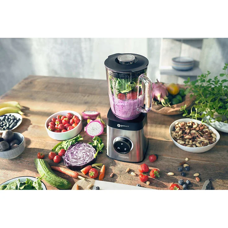 Philips HR3655-00 Standmixer (1400 Watt, ProBlend 6 3D Technologie, 2 Liter Glasbehälter, 2x Trinkbecher, Spülmaschinenfest) edelstahl  – Bild 7