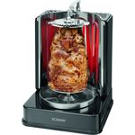 Bomann DVG 3006 CB 3in1 Döner--Hähnchen und Schaschlik-Vertikal-Multigrill, perfekte Grillergebnisse durch gleichmäßige Hitzeverteilung, Edelstahl-Fettauffangbehälter, 1400 Watt, Schwarz