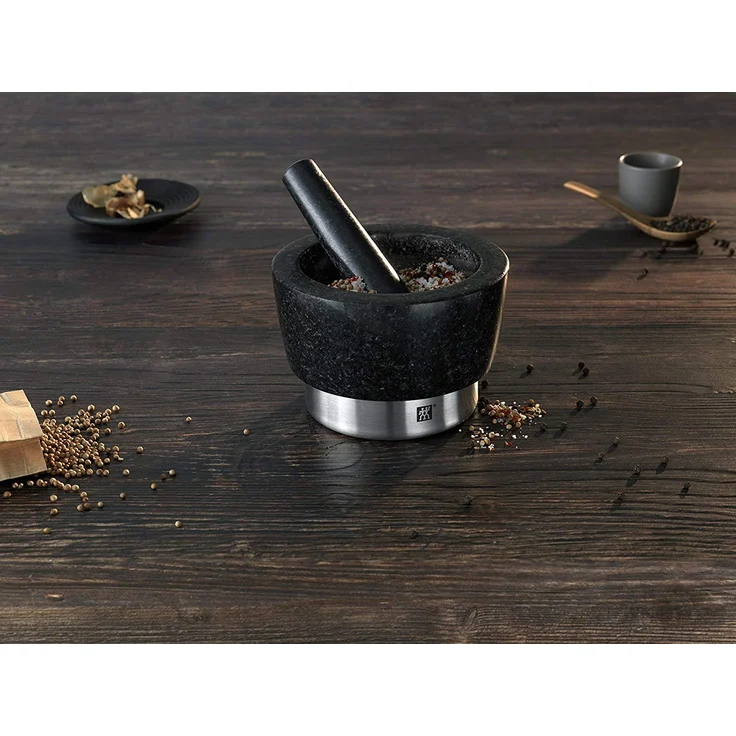 Zwilling Spices Mörser mit Stößel, Ø 11 cm, Granit, Schwarz, 15 cm – Bild 2