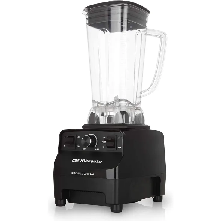 Orbegozo BV 9650 Profi-Standmixer, AC-Motor, Hochleistungs-AC-Kupfer-Motor, BPA-freier Tritan-Becher, 30.000 U-min, 1500 W, elektronischer Leistungsregler, Edelstahl-Klinge mit 8 Spitzen