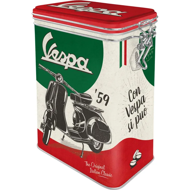 Nostalgic-Art Retro Kaffeedose - Vespa - The Italian Classic, Blech-Dose mit Aromadeckel, Vintage Geschenk-Idee für Vespa Roller Fans, 1,3 l