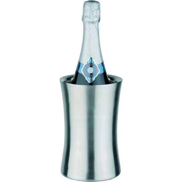 APS 36038 Doppelwandiger Edelstahl Flaschenkühler, seidenmatt poliert, Ø 12.5-10 x 19 cm