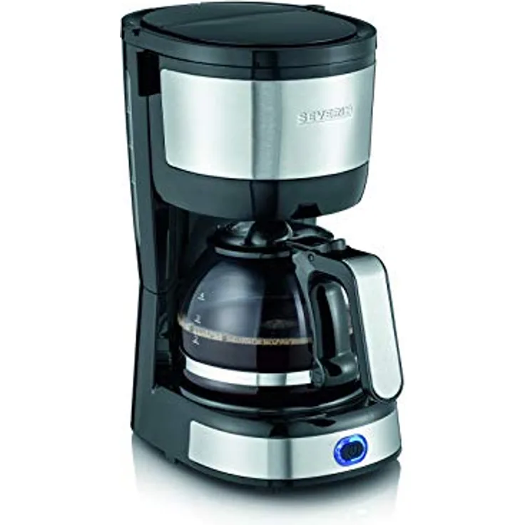 SEVERIN Filterkaffeemaschine, Kompaktes Design, Gebürsteter Edelstahl-Schwarz, KA 4808