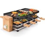 Princess Raclette Grill in Bambusausführung - für bis zu 8 Personen, regelbare Heizstufe, 2 m Kabelzuleitung, 1200 Watt, inkl. Holzspatel, 162910