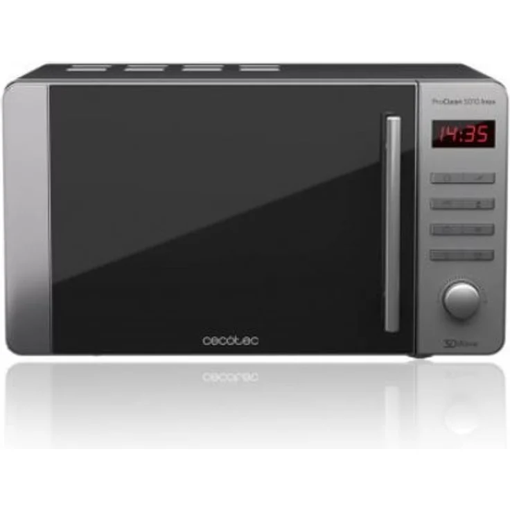 Cecotec Pro Clean 5010 Inox Mikrowelle, Standgerät, 700 Watt, 20 Liter Garraum, Ready 2 Clean Beschichtung Antihaft 3D Wave Full Black Spiegeltür 8 Programme 60 Min Timer LED Kindersicherung Rostfreier Edelstahl In Silber Schwarz – Bild 1