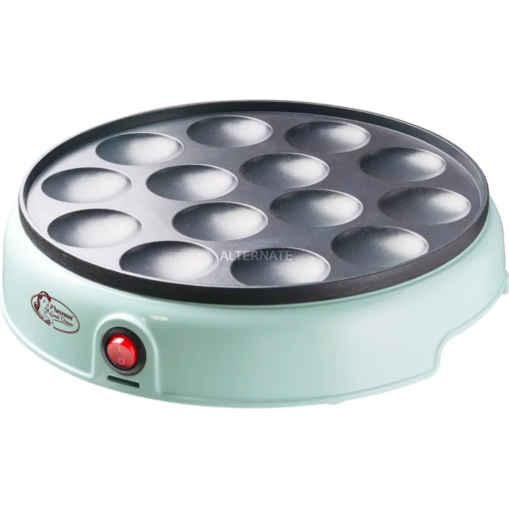 Bestron APFM700SDM Poffertjes Maker, 800W, Kontrollleuchte, antihaftbeschichtet, mint