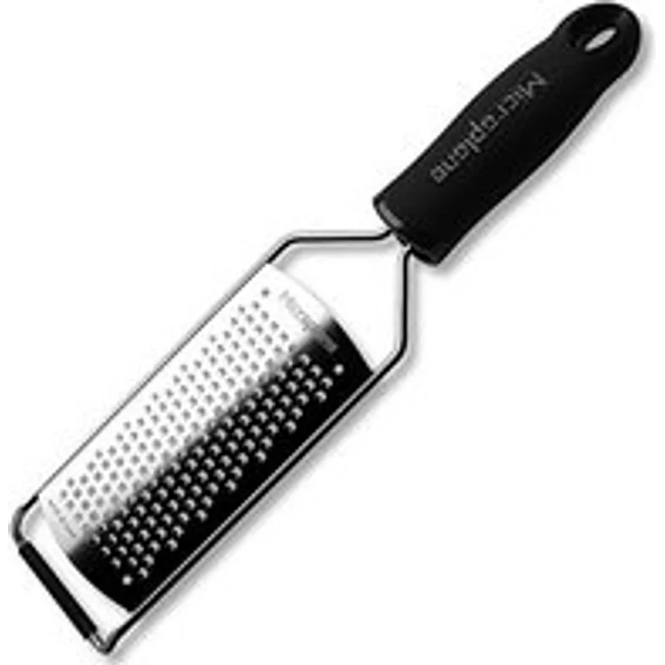 Microplane Reibe Grob Edelstahl Schwarz aus der Gourmet Serie für Käse, Karotte, Ingwer, Kokosnuss und Meerrettich