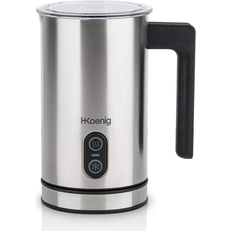 H.Koenig Elektrischer Milchaufschäumer MLK8 - Edelstahl - 0,24L -cremiger Kalt- oder Heißschaum - Antihaftbeschichtung - automatische Abschaltung - ideal für Kaffee, heiße Schokolade, Cappuccino, Milc