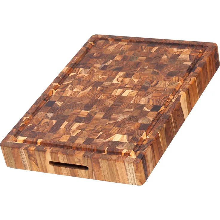 Proteak Rectangular Cutting Board, 20 x 14 x 2-1|2 with Hand Grip and Juice Canal #313 by ProTeak