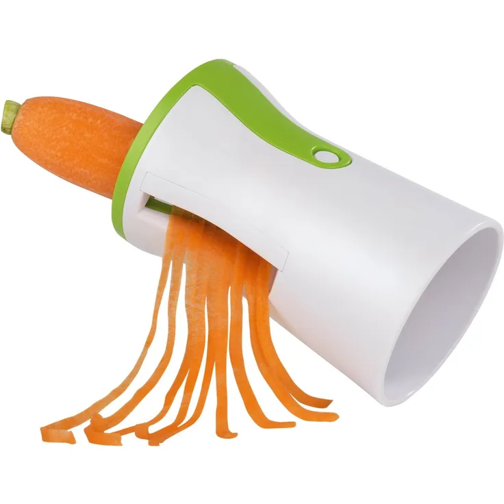 GOURMETmaxx 07293 Julienne- & Spiralschneider | Für Gemüse & Obst | Für Gemüse-Spaghetti & Rohkost-Salate | Edelstahlklinge | Weiß-Grün
