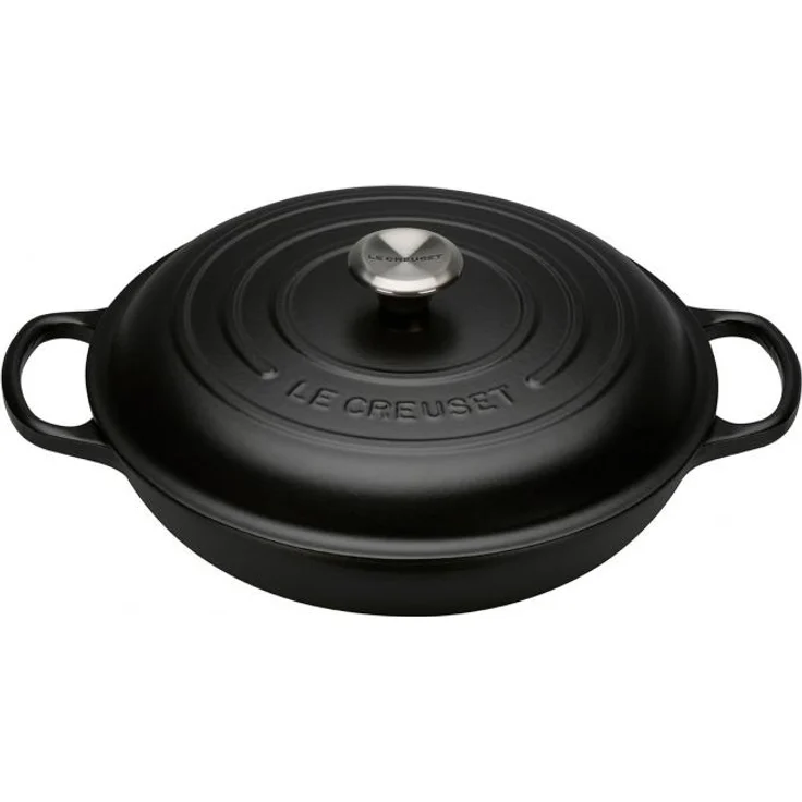 Le Creuset Signature Gusseisen Gourmet-Profitopf, Rund, Ø 30 cm, 3,2 l, Für alle Herdarten inkl. Induktion geeignet, Schwarz – Bild 1