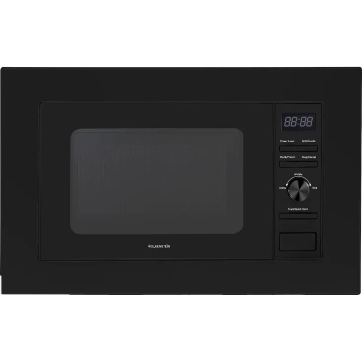 Wolkenstein WMW800-20GB EB Mikrowelle, 2in1 mit Grill, Einbaugerät, schwarz, 800 Watt, 20 Liter Garraum, Edelstahl