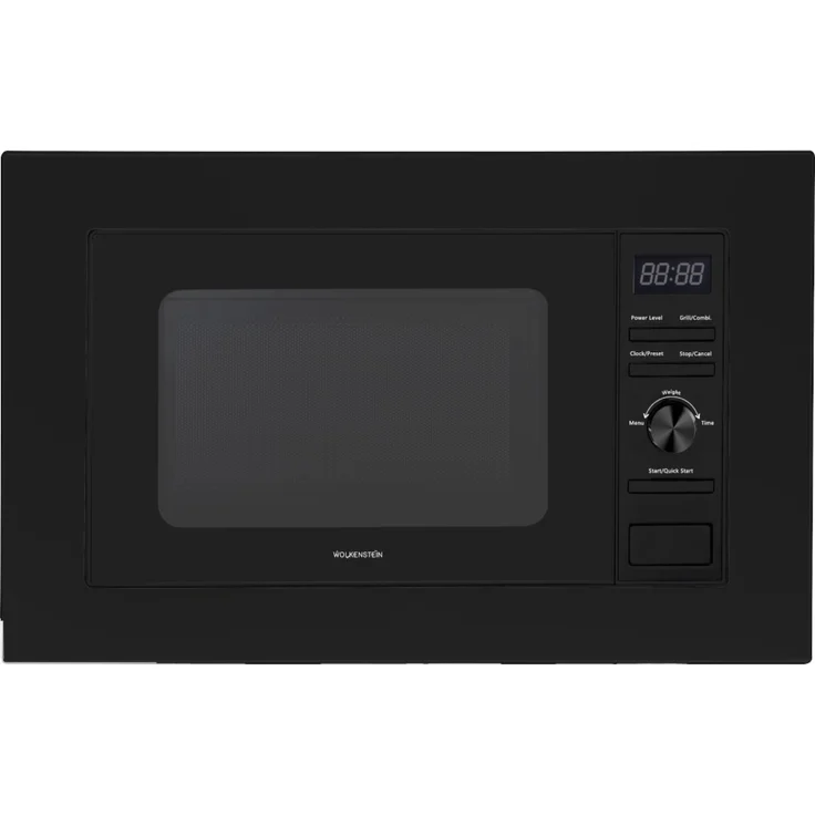 Wolkenstein WMW800-20GB EB Mikrowelle, 2in1 mit Grill, Einbaugerät, schwarz, 800 Watt, 20 Liter Garraum, Edelstahl – Bild 1