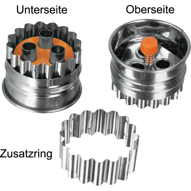 Metaltex Edelstahl geriffelt Form Ausstecher mit Auswerfer, geschnitzt, silberfarben – Bild 2