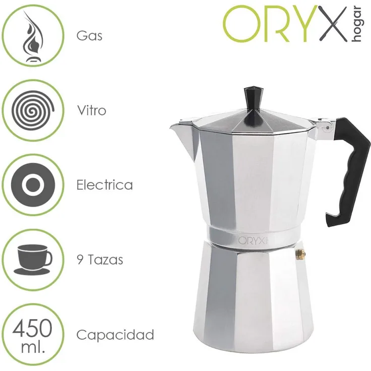 Oryx Kaffeemaschine Aluminium 9 Tazas (450ml)