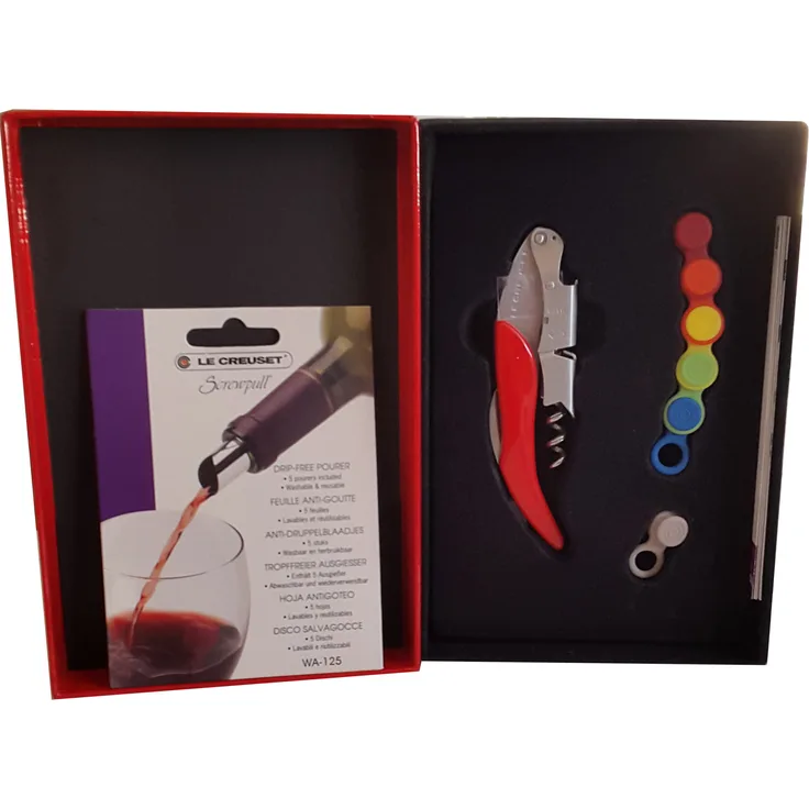 Le Creuset 2-Step-Kellnermesser-Set, 5Weinausgießer, 6Glasmarkierer, GS142