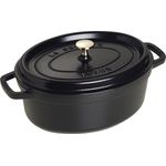 Staub 40509-315-0 Cocotte-Bräter, oval mit Deckel 29 cm, 4,25 L, mit mattschwarzer lierung im Inneren des Topfes, schwarz