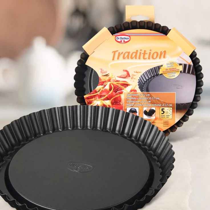 Dr. Oetker Obstkuchenform Ø 22 cm, klassische Backform für köstlichen Tortenboden, Quicheform aus Stahl mit Antihaftbeschichtung, Menge: 1 Stück – Bild 3