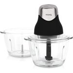 H.Koenig Multi-Zerkleinerer LEO9 für Gemüse, Zwiebeln und Nüsse, elektrisch, Edelstahlklingen, 1x Glasschale, einfache Handhabung, Deckel für Frischehaltung