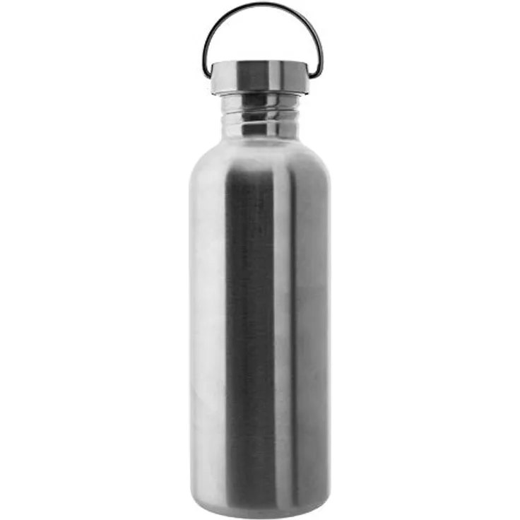 Laken Unisex Erwachsene sehr robuste Edelstahlflasche 1 l Silber mit Vintage Deckel, 1