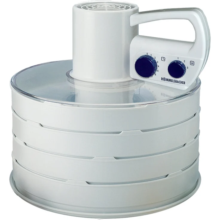 Rommelsbacher Dörrautomat DA 750, 4 Dörretagen aus Kunststoff für Pilze, Obst, Gemüse, Kräuter & mehr, Leistungswahl in 3 Stufen, 12 Stunden Zeitschaltuhr, Überhitzungsschutz, 700 Watt, weiß – Bild 1